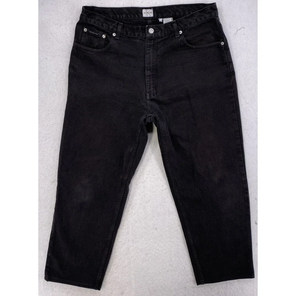 Calvin Klein Jeans Men’s 34x28 Easy Fit Black Denim Straight Leg Made in Mexico